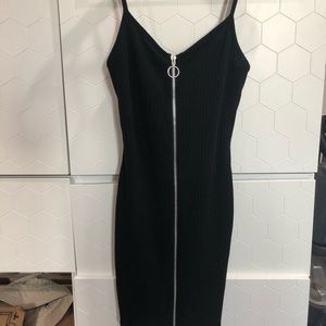 Black zip-up dress